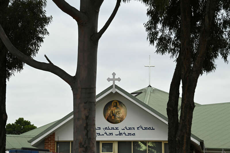 Aftermath of a knife attack at the Assyrian Christ The Good Shepherd Church, in Sydney dqxikeidqxiqqeant