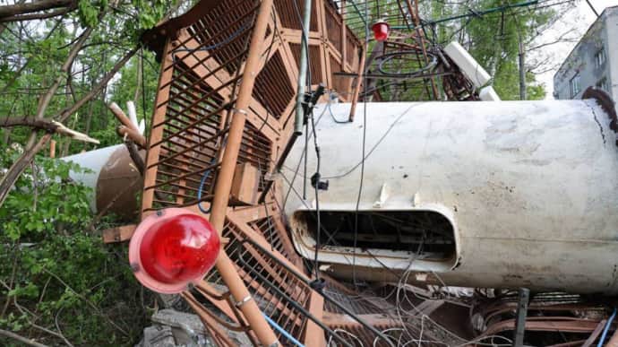 The head of the Kharkov OVA showed the consequences of a Russian missile hitting a television tower