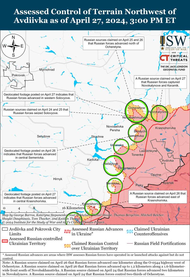 Россия активизирует наступление на Часовой Яр: в ISW рассказали, как враг использует для этого штурмы в районе Авдеевки