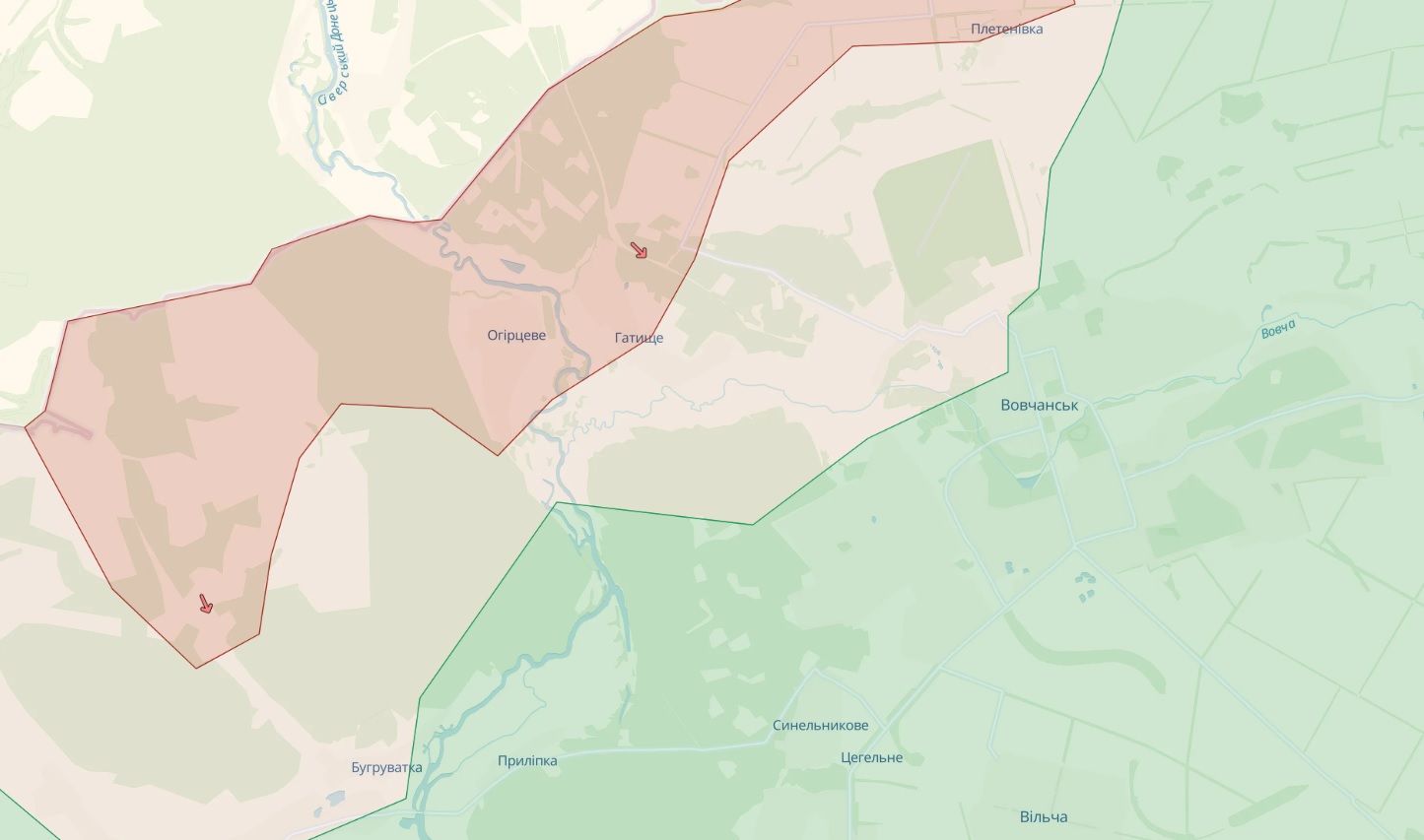 Volchansk on the deepstate map May 14, 2024