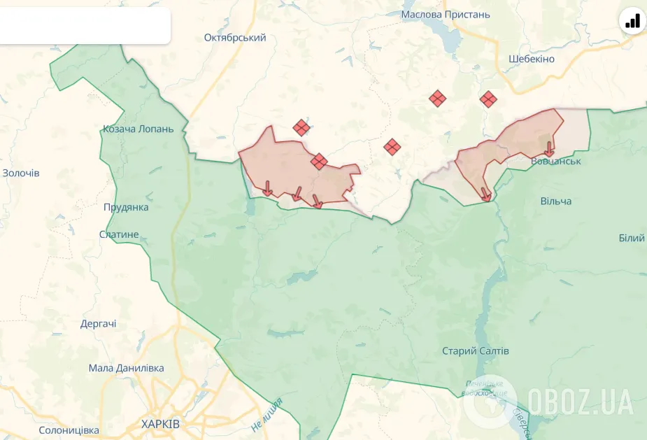 Map of the front line in the north of the Kharkov region dqxikeidqxitkant