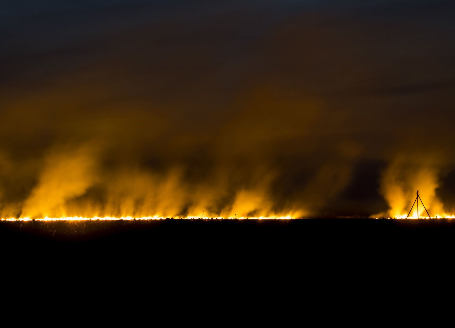 A large-scale fire continues near Nikolaev, and there is a threat of explosions. Photo
