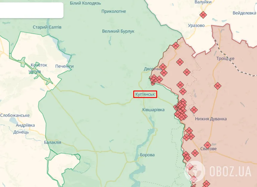 Куп’янськ на карті dqxikeidqxiqxxant