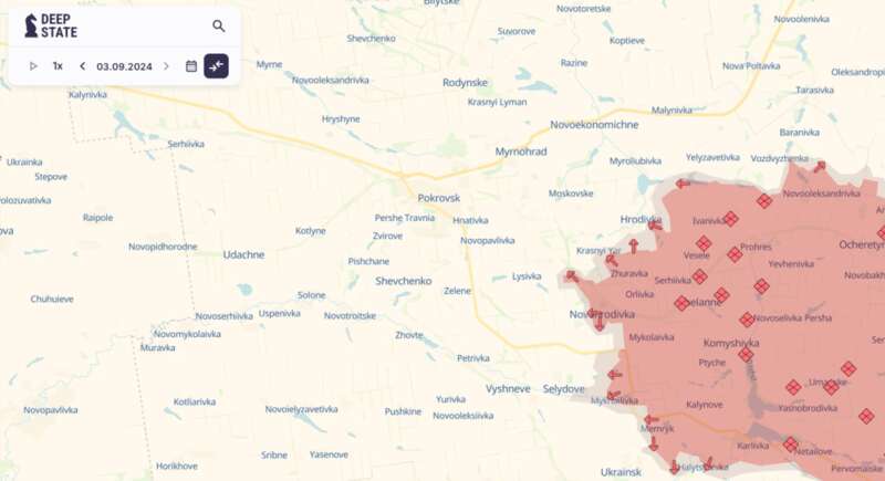 Карта DeepState: Покровск dqxikeidqxitkant