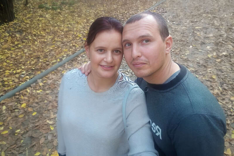 Олег Нечаєв із дружиною Олександрою Військовослужбовець 501-го батальйону