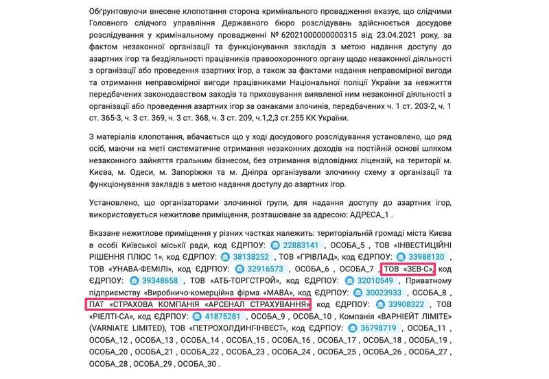 ТОВ ’’ЗЕВ-С’’ фігурує в кримінальній справі