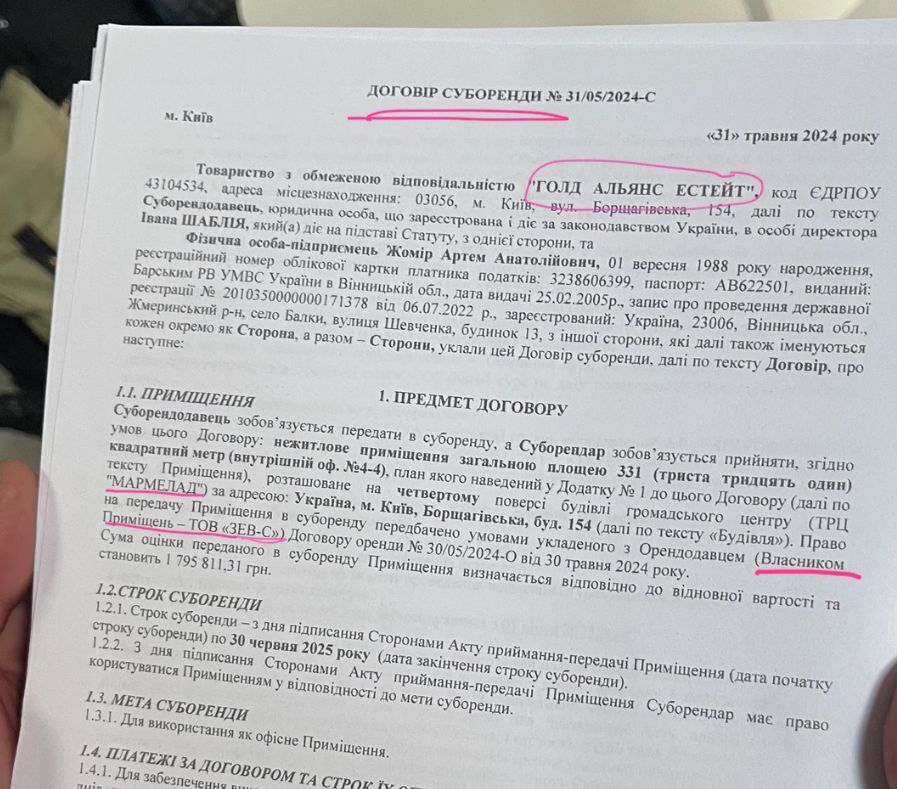 Договор субаренды помещения