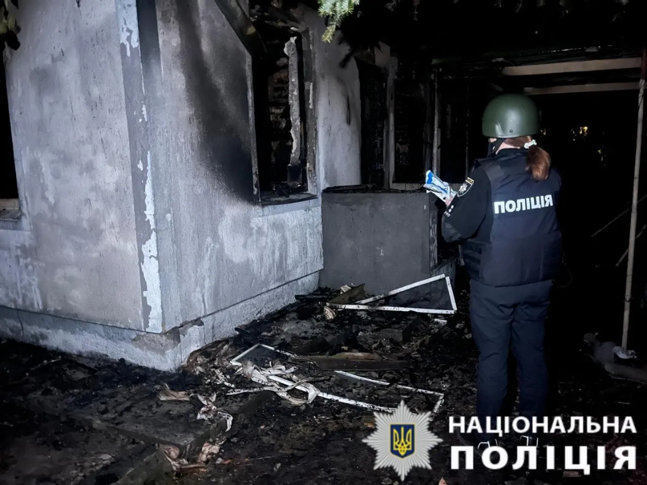 Debris from a UAV set a house on fire: consequences of the Russian attack on the Kyiv region. Photo