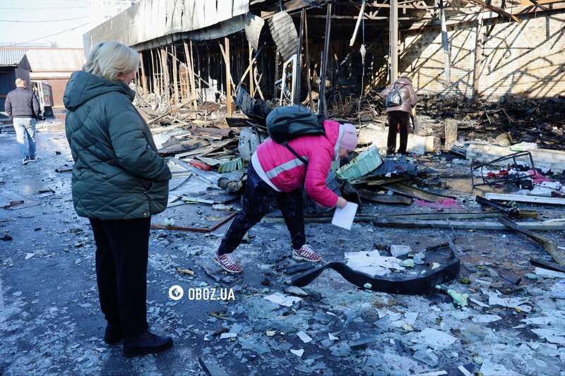 На рынке уничтожено более десяти магазинов: новые данные о последствиях российского удара по Киеву. Фоторепортаж