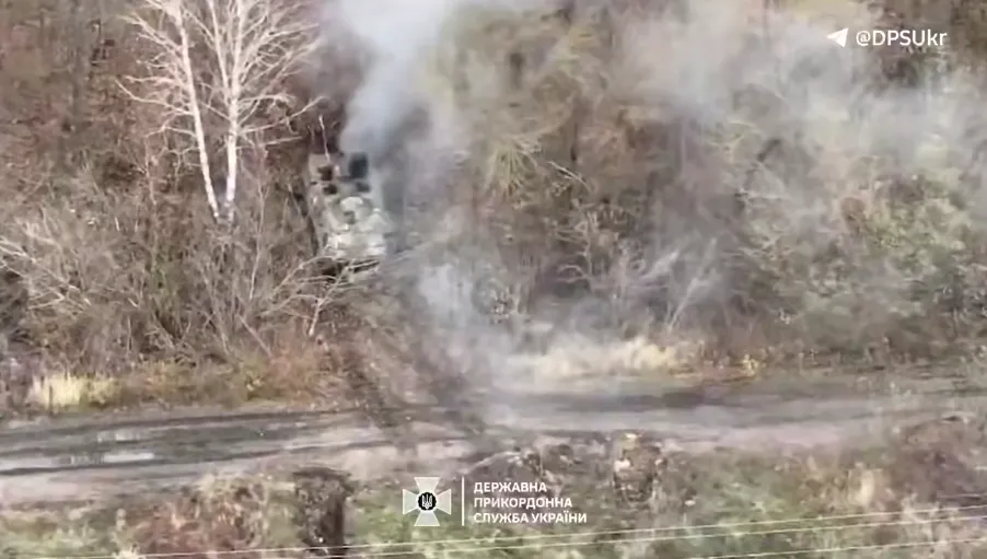 FPV drone worked: border guards destroyed the enemy BTR-70. Video dqxikeidqxitkant