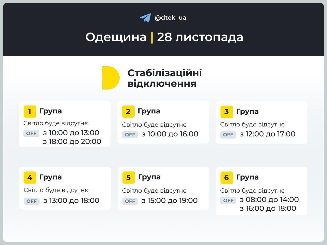 Отключение света в Одесской области