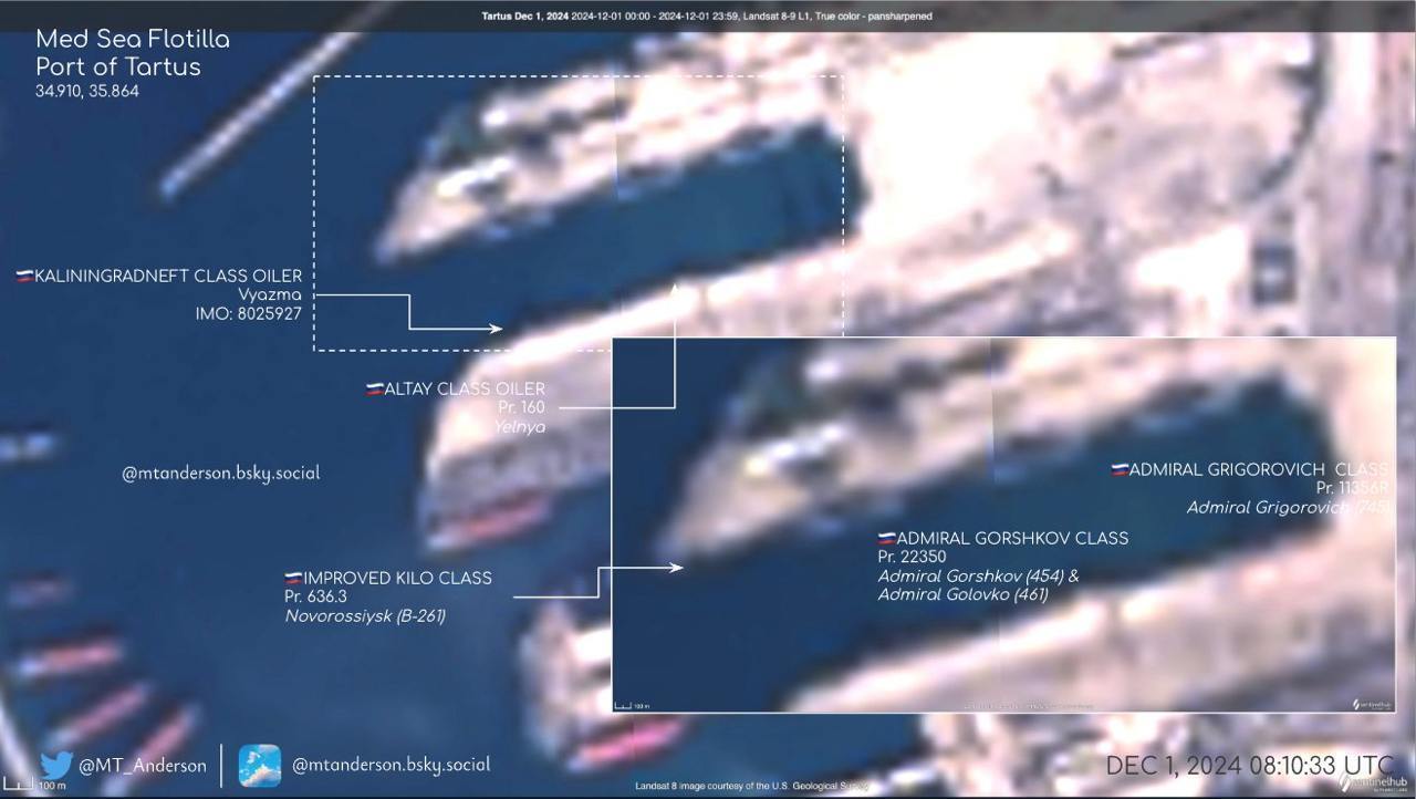 Росія виводить свої кораблі з військово-морської бази у сирійському Тартусі, – OSINT-аналітики dqxikeidqxiqqeant