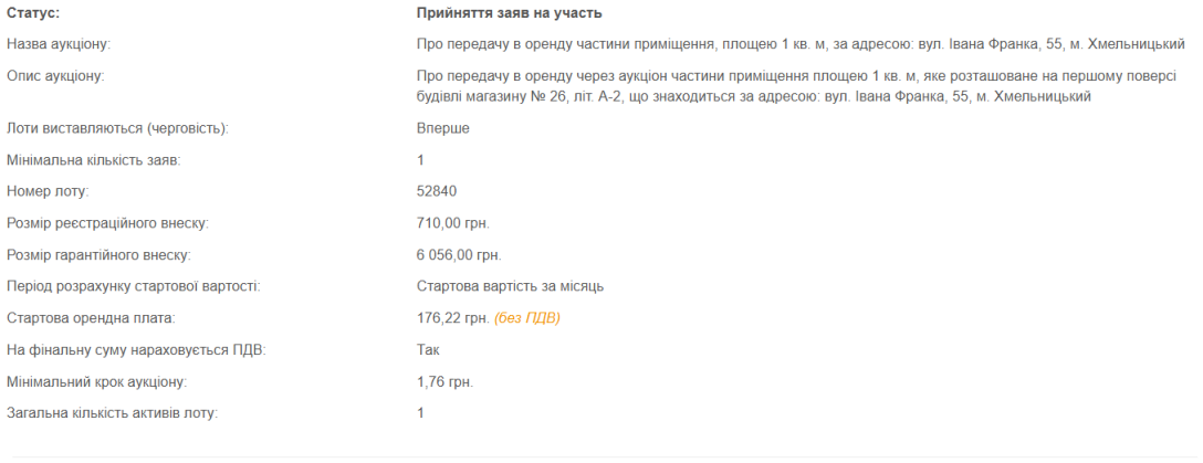 Условия тендера