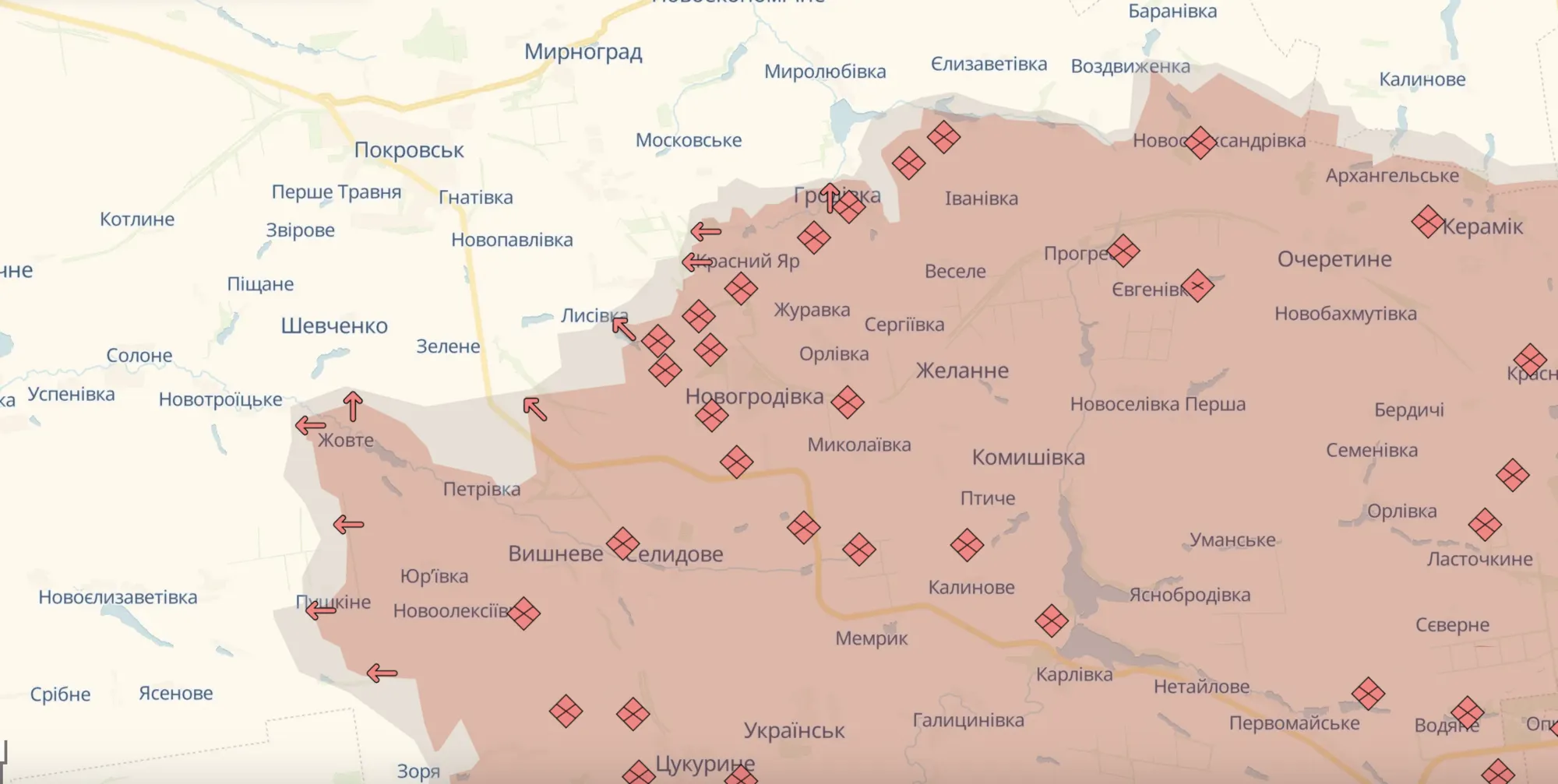 За добу на фронті відбулося 175 бойових зіткнень: у Генштабі розповіли, де веде наступ ворог. Карта