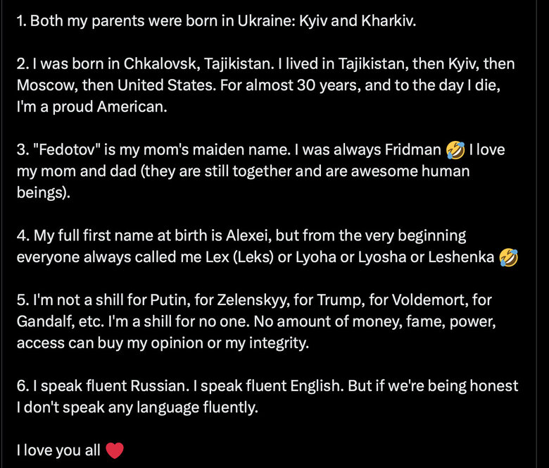 Подкастер Фрідман хоче записати інтерв’ю із Зеленським російською мовою