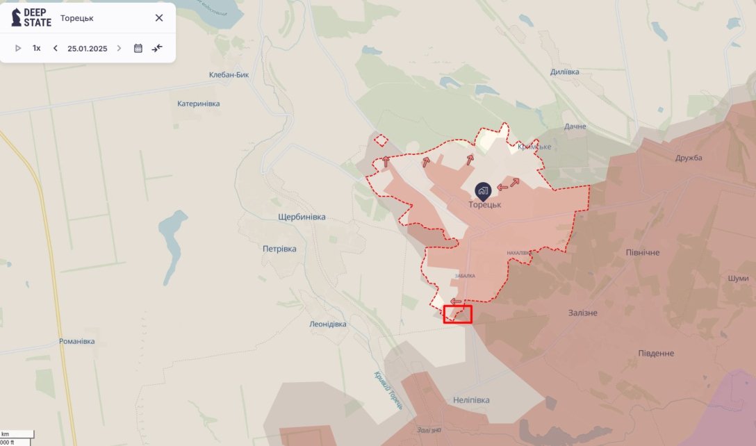 Russian Offensive, Toretsk, map, DeepState, January 26