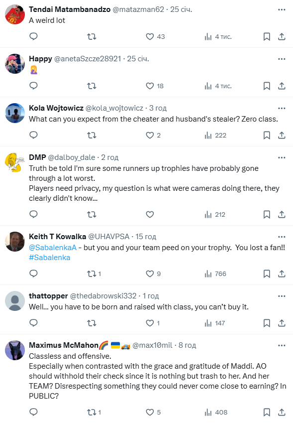 Любимица Лукашенко отметилась неприятной выходкой после финала Australian Open-2025. Видео