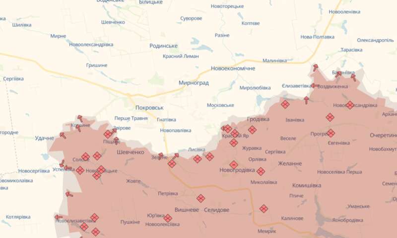 Offensive in Donbas, Pokrovsk direction, frontline situation, map, map, map, DeepState dqxikeidqxitkant