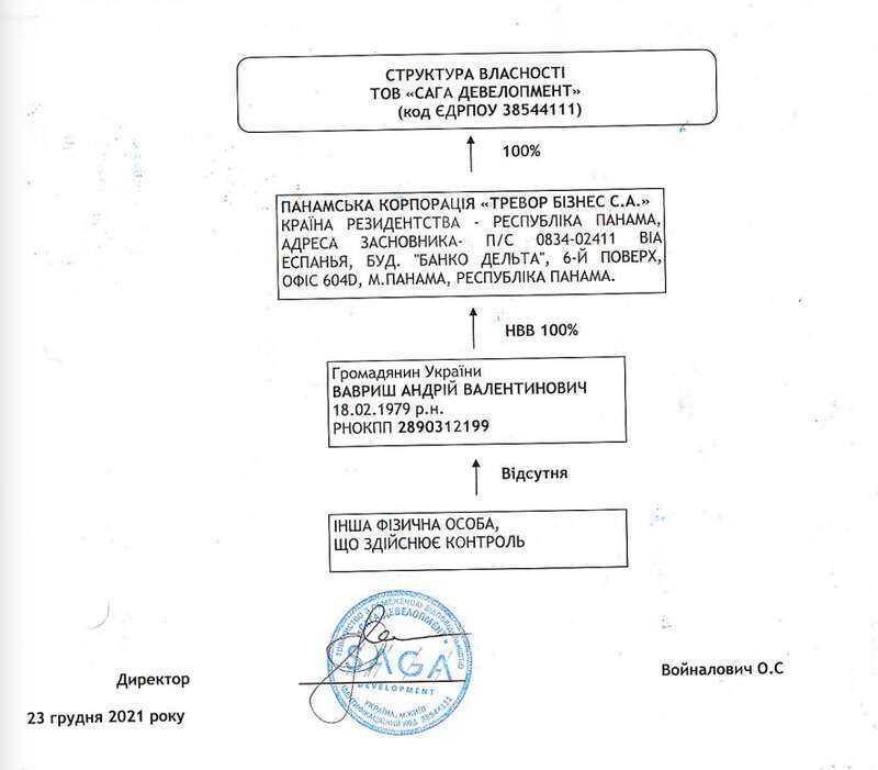Ownership structure of LLC SAGA DEVELOPMENT