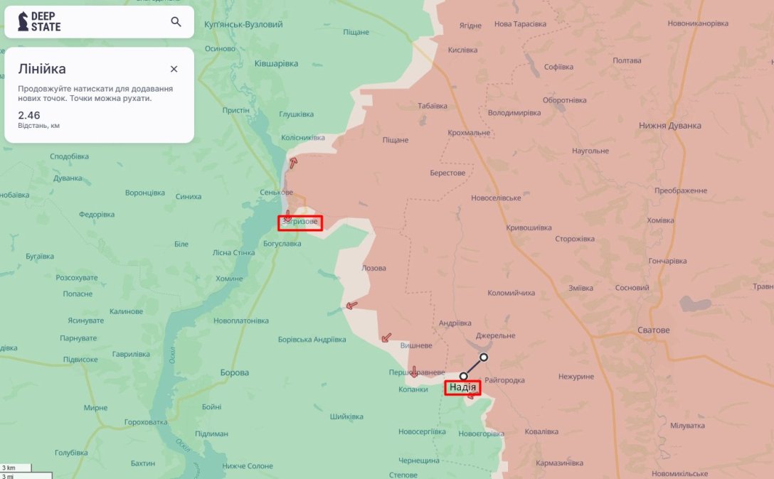Kupiansk Nadiya Zahorizove map March 3 RF Advance, map, March 3, DeepState, Kupiansk
