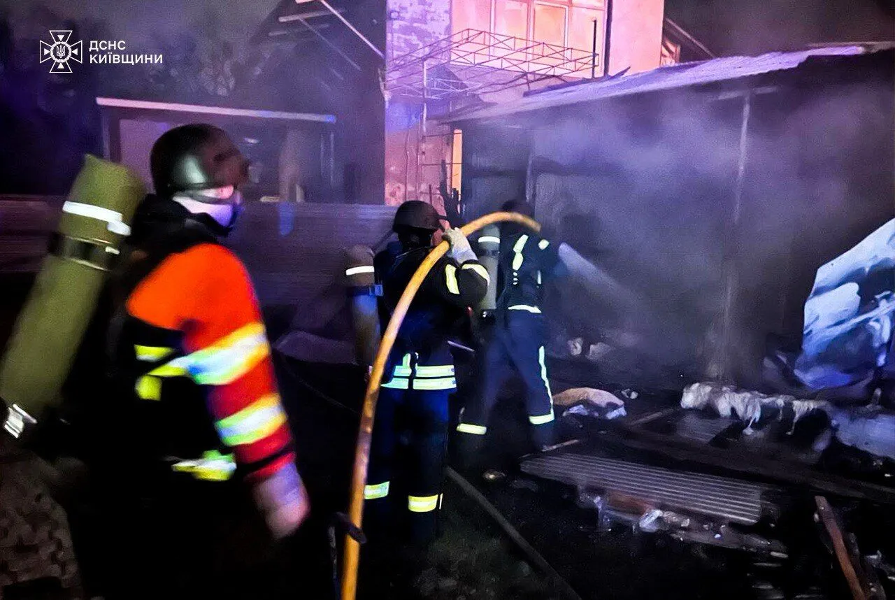 As a result of the enemy attack in Kyiv region, a furniture store caught fire, and houses were damaged. Photo