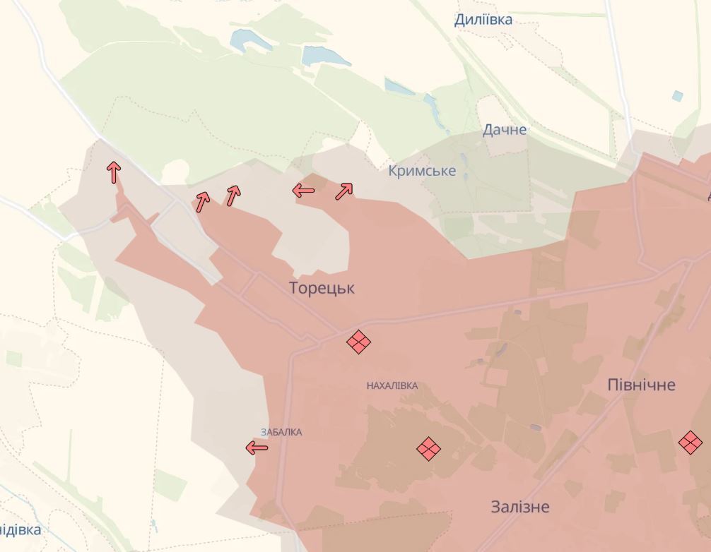 Противник провів ротацію і ввів нові підрозділи: у DeepState уточнили ситуацію в Торецьку. Карта dqxikeidqxiqqeant