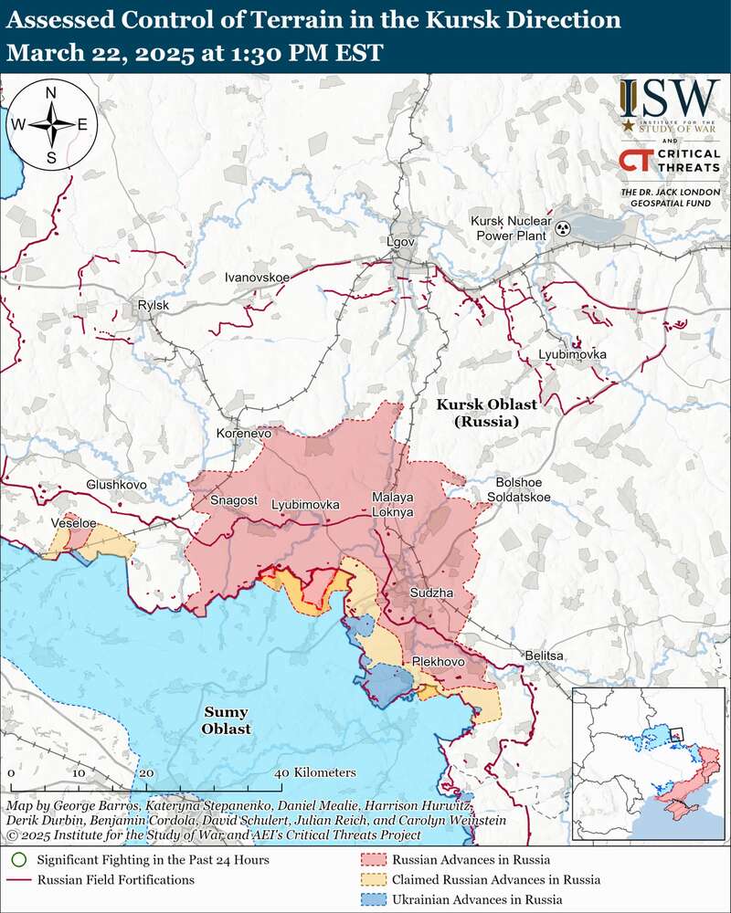 Российские войска продолжают атаки на Курщине, но не имеют продвижений: в ISW оценили ситуацию. Карта dqxikeidqxiqqeant