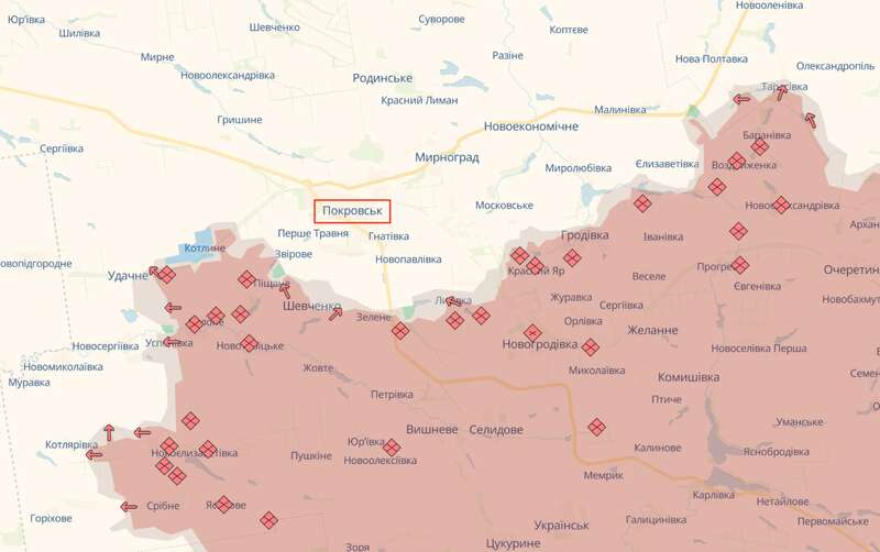 Pokrovsk direction on the DeepState map. dqxikeidqxitkant