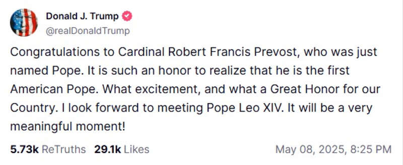 дональд трамп пост папа римський dqxikeidqxitkant