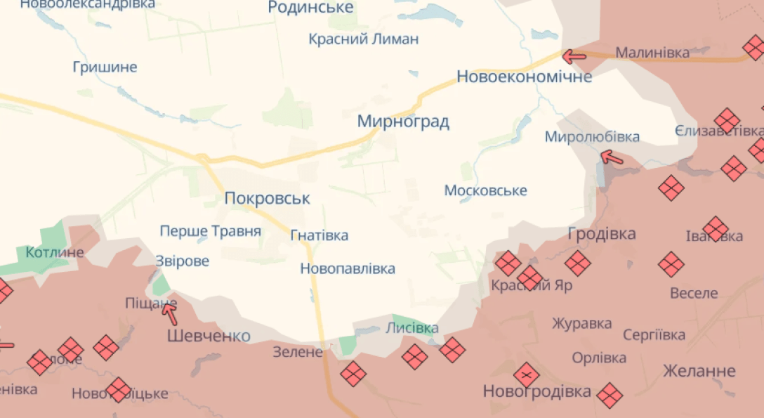 Pokrovsk on the deepstate map dqxikeidqxitkant