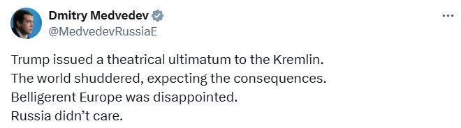 Medvedev commented on Trumps statement about 50 days dqxikeidqxitkant