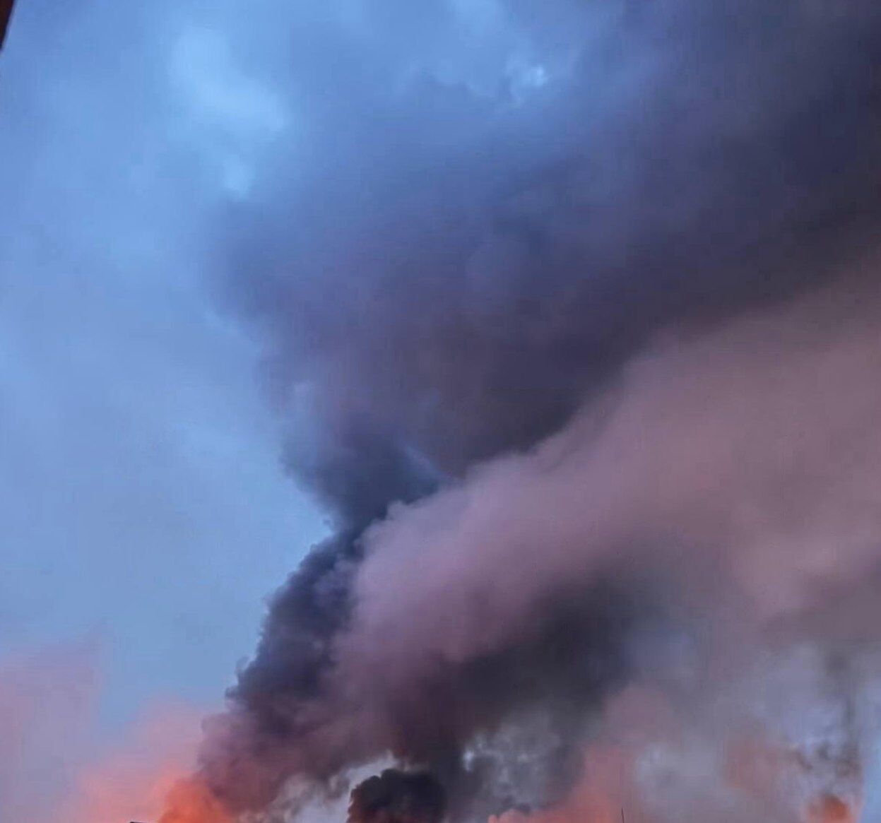 Smoke in Kyiv after RF attack
