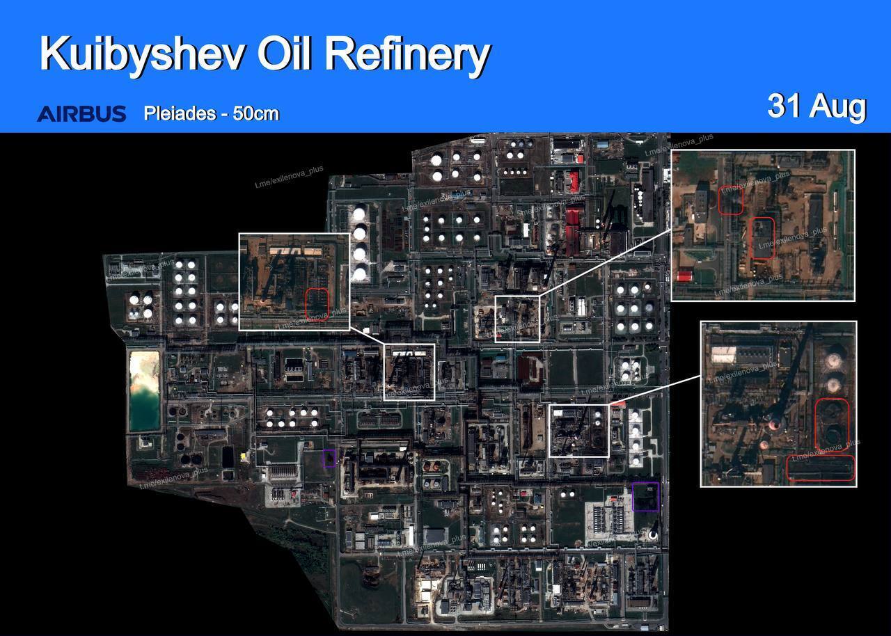Сгорели два резервуара: спутниковые снимки показали последствия ударов по Куйбышевскому НПЗ в Самаре. Фото dqxikeidqxitkant