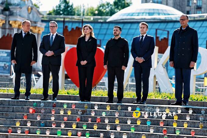 Зеленський, Макрон, Мерц, Туск і Стармер вшанували пам’ять загиблих на майдані Незалежності dqxikeidqxiqqeant