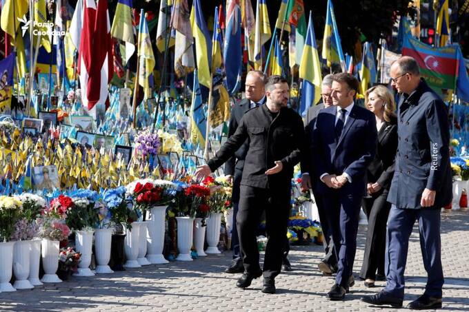 Зеленський, Макрон, Мерц, Туск і Стармер вшанували пам’ять загиблих на майдані Незалежності